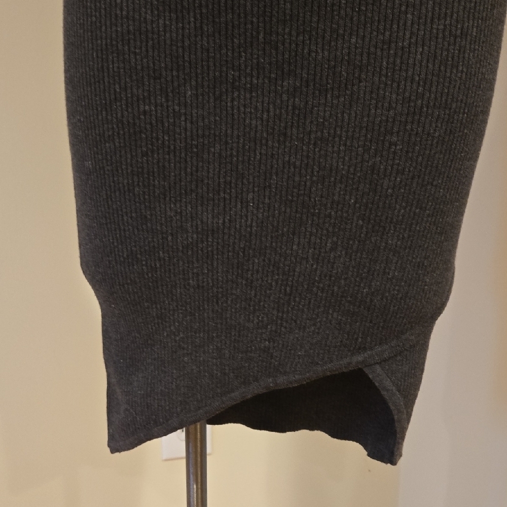 Lulu's Dark Gray Ribbed Mini Dress - Picture 4 of 7
